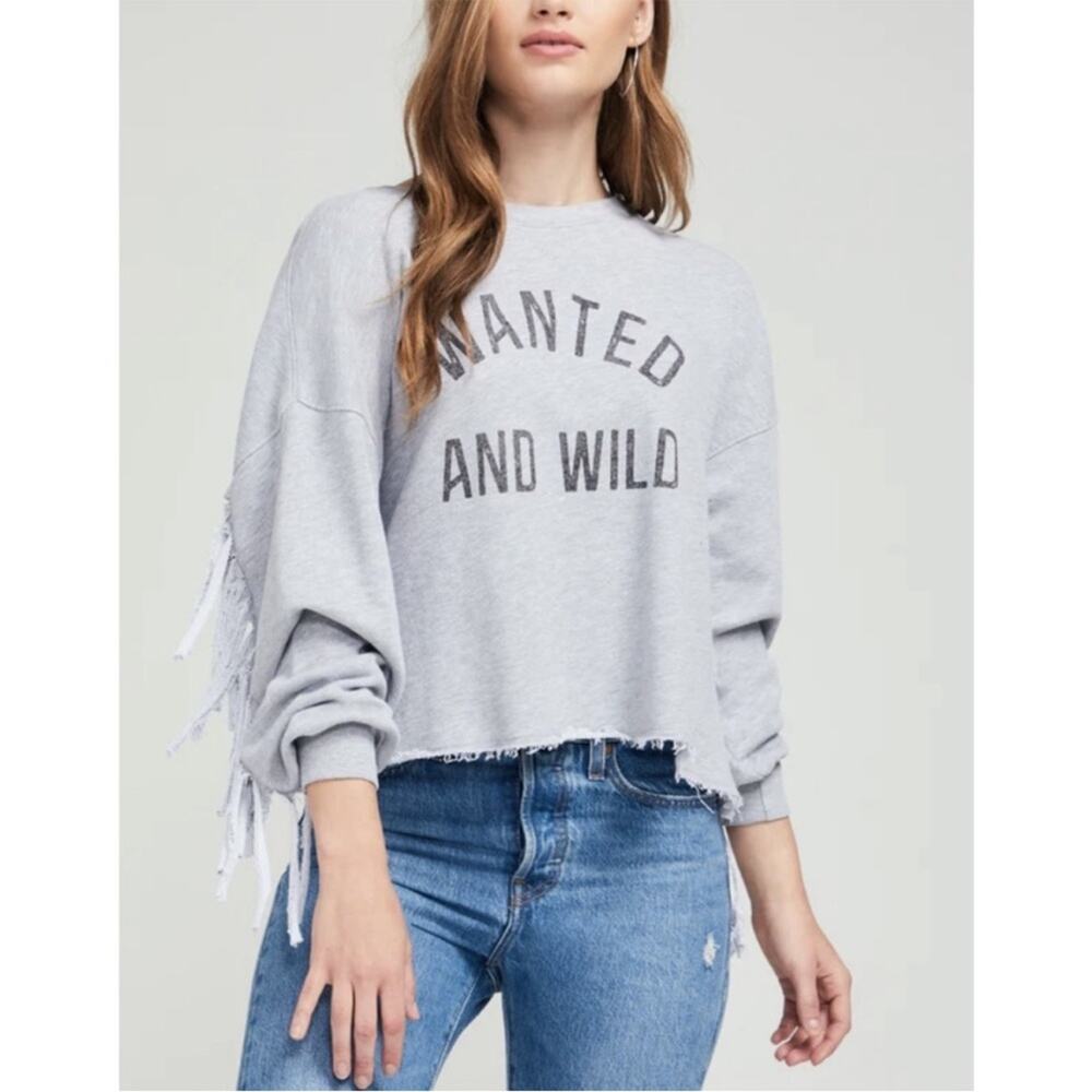 NWT Wildfox Ophelia raw fringe detail cut off sweatshirt - Picture 3 of 13